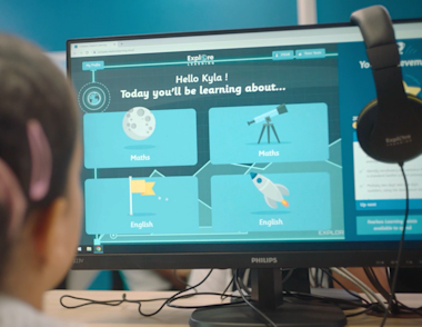 The opening screen of Explore Learning's smart learning tool where a child can select from a number of subjects.