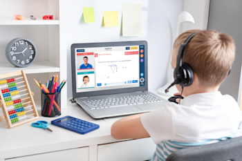 Child doing Explore Learning online tuition from home