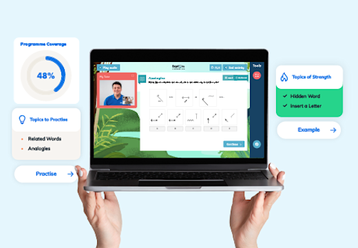 Entrance Exam and 11 Plus Question Screen from Explore Learning's smart learning tool, Compass.