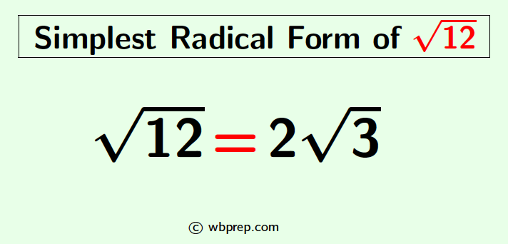 root 12 in simplified radical form