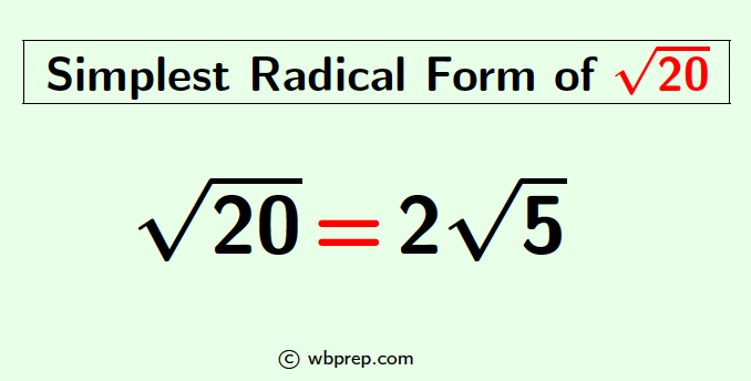 square root of 20 in simplest radical form